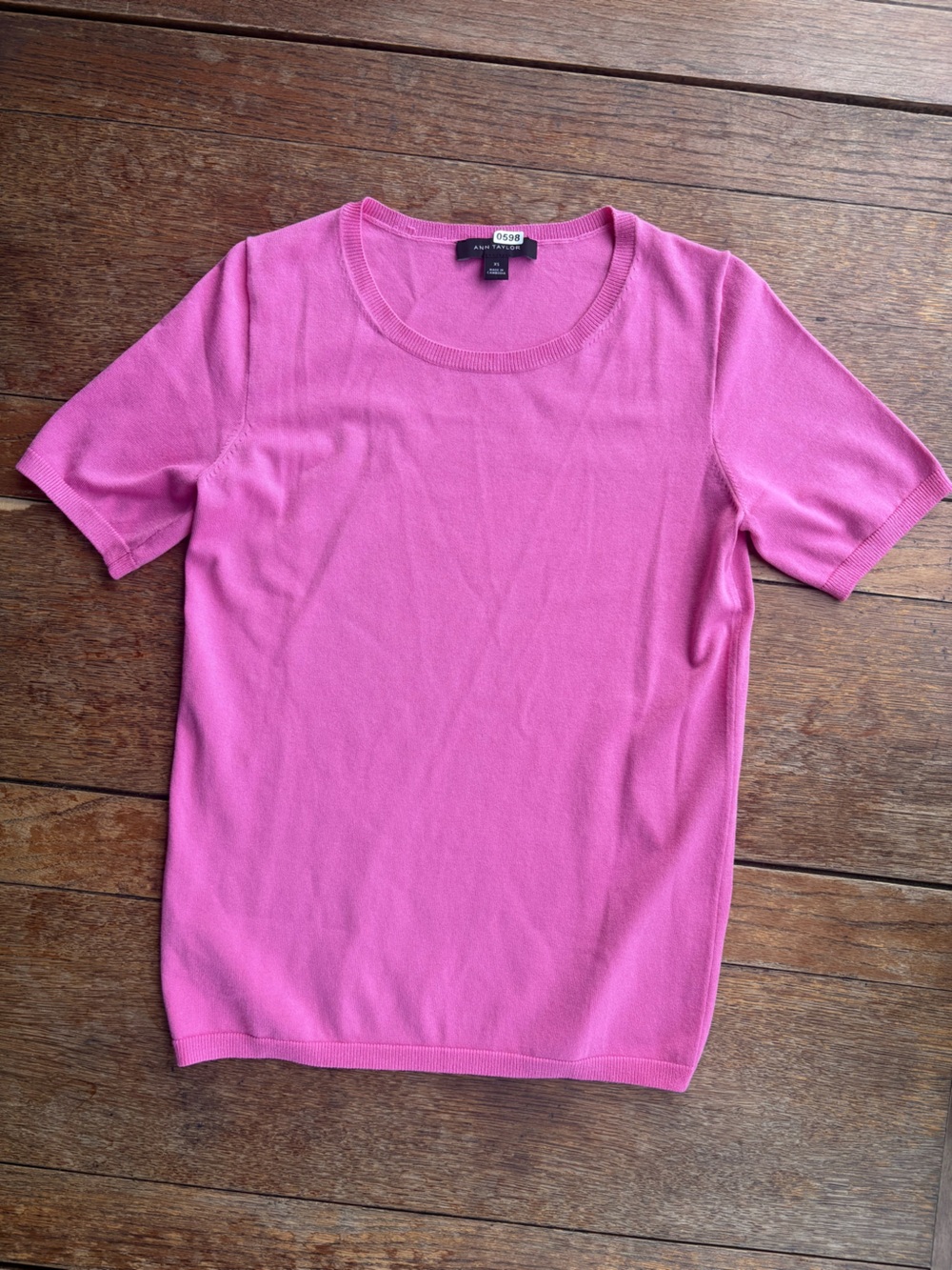 Ann Taylor Hot Pink Short Sleeve Knit Top Size XS